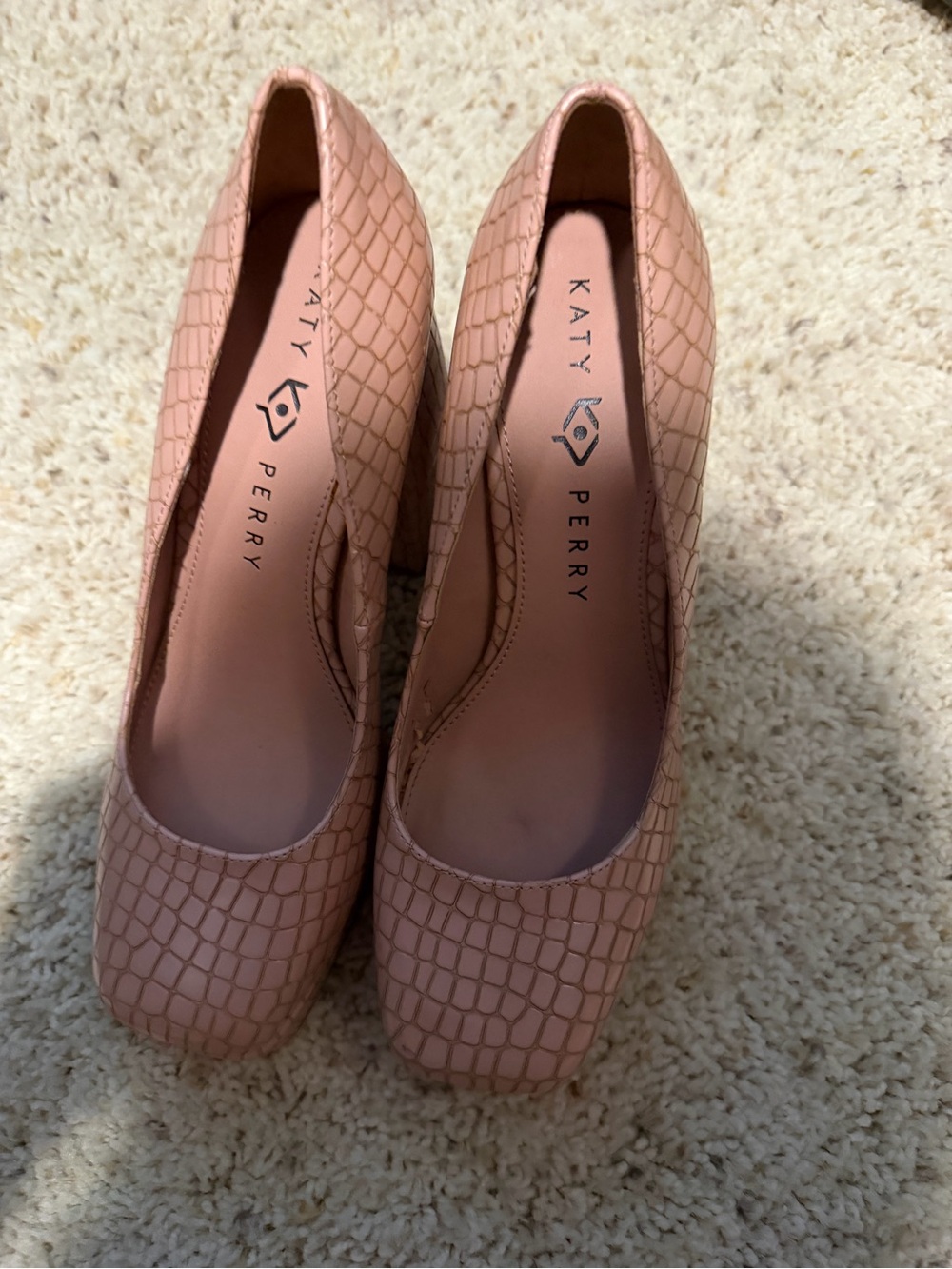 Katy Perry Collections Blush Croc-Embossed Block Heels